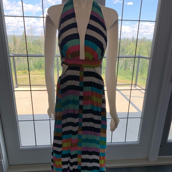 Mara Hoffman multi color stripe halter dress - Picture 2 of 7